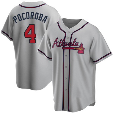Gray Biff Pocoroba Men's Atlanta Braves Road Jersey - Replica Big Tall