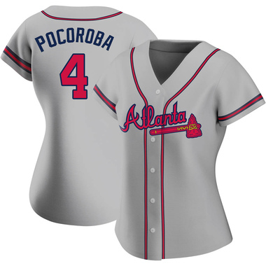 Gray Biff Pocoroba Women's Atlanta Braves Road Jersey - Replica Plus Size