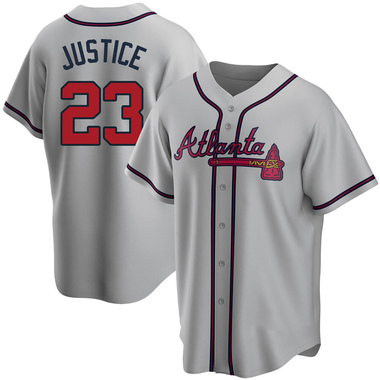 Gray David Justice Men's Atlanta Braves Road Jersey - Replica Big Tall