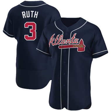 Navy Babe Ruth Men's Atlanta Braves Alternate Jersey - Authentic Big Tall