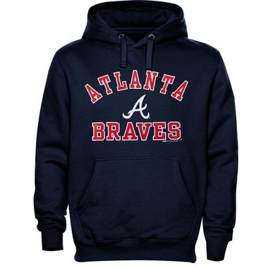 Navy Blue Men's Atlanta Braves Stitches Fastball Fleece Pullover Hoodie - - Big Tall