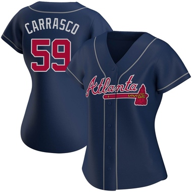 Navy Carlos Carrasco Women's Atlanta Braves Alternate Jersey - Authentic Plus Size