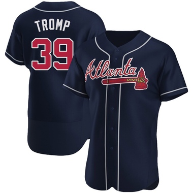 Navy Chadwick Tromp Men's Atlanta Braves Alternate Jersey - Authentic Big Tall