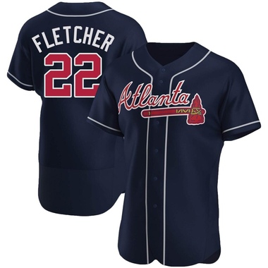 Navy David Fletcher Men's Atlanta Braves Alternate Jersey - Authentic Big Tall