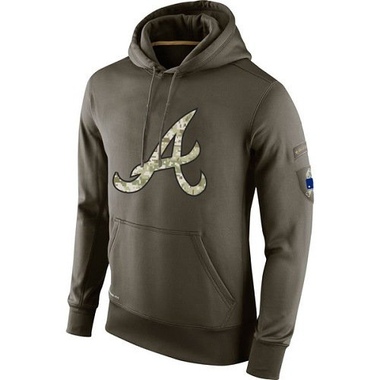 Olive Men's Atlanta Braves Salute To Service KO Performance Hoodie - Big Tall