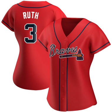 Red Babe Ruth Women's Atlanta Braves Alternate Jersey - Authentic Plus Size