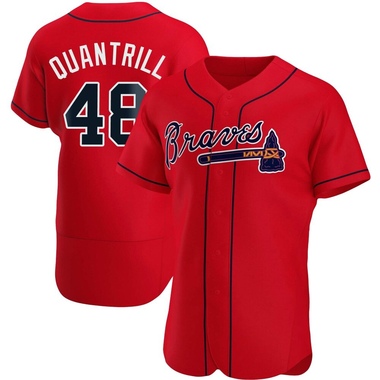 Red Cal Quantrill Men's Atlanta Braves Alternate Jersey - Authentic Big Tall