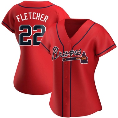 Red David Fletcher Women's Atlanta Braves Alternate Jersey - Replica Plus Size