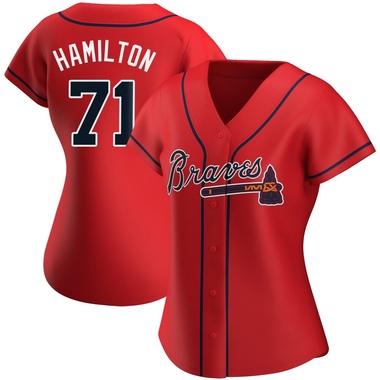 Red Ian Hamilton Women's Atlanta Braves Alternate Jersey - Authentic Plus Size