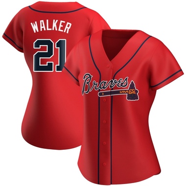 Red Josh Walker Women's Atlanta Braves Alternate Jersey - Authentic Plus Size