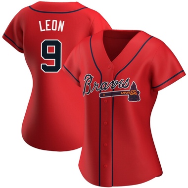 Red Sandy Leon Women's Atlanta Braves Alternate Jersey - Authentic Plus Size