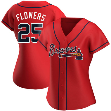Red Tyler Flowers Women's Atlanta Braves Alternate Jersey - Replica Plus Size