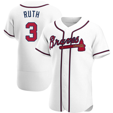 White Babe Ruth Men's Atlanta Braves Home Jersey - Authentic Big Tall