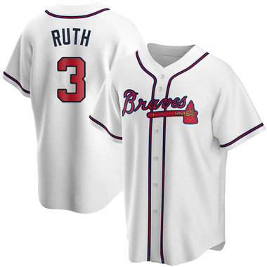 White Babe Ruth Men's Atlanta Braves Home Jersey - Replica Big Tall