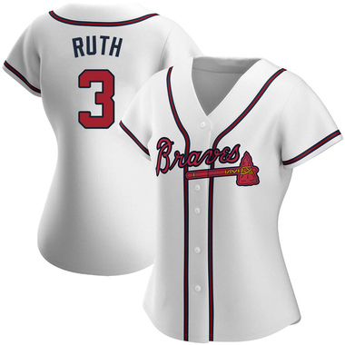 White Babe Ruth Women's Atlanta Braves Home Jersey - Authentic Plus Size