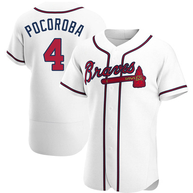White Biff Pocoroba Men's Atlanta Braves Home Jersey - Authentic Big Tall