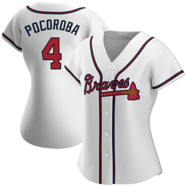 White Biff Pocoroba Women's Atlanta Braves Home Jersey - Replica Plus Size