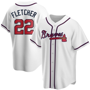 White David Fletcher Men's Atlanta Braves Home Jersey - Replica Big Tall