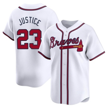 White David Justice Men's Atlanta Braves Home Jersey - Limited Big Tall