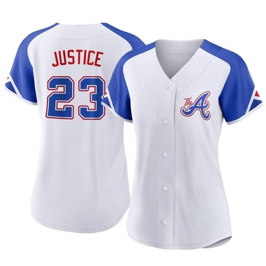 White David Justice Women's Atlanta Braves 2023 City Connect Jersey - Authentic Plus Size