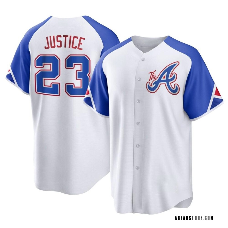 White David Justice Youth Atlanta Braves 2023 City Connect Jersey - Replica