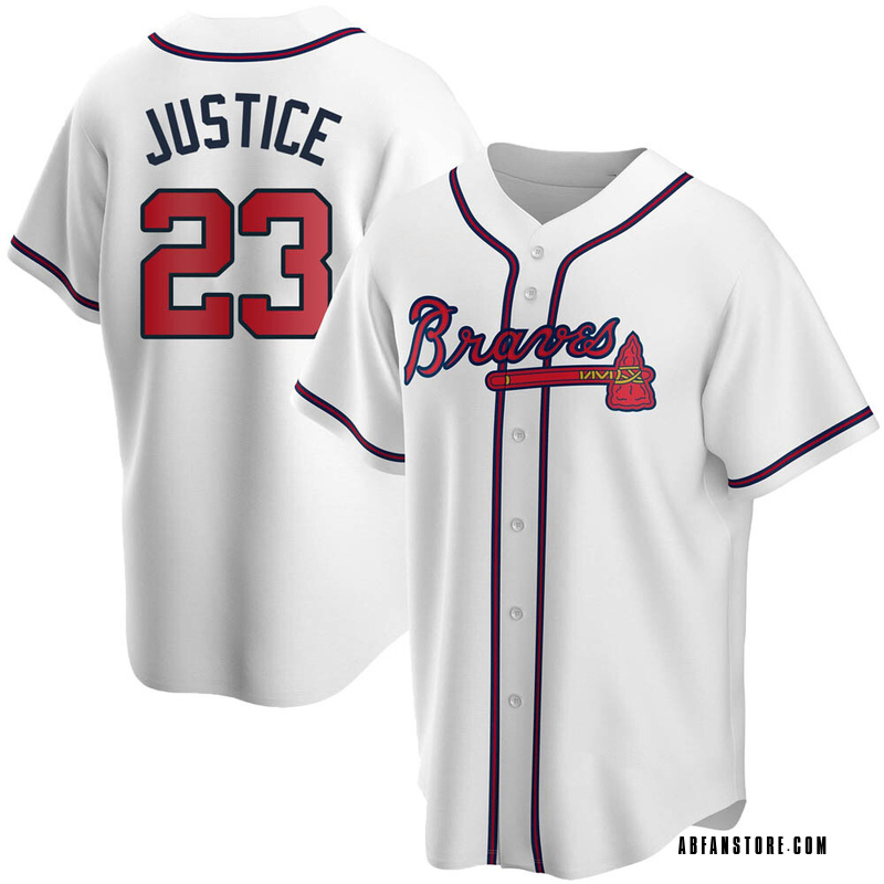 White David Justice Youth Atlanta Braves Home Jersey - Replica