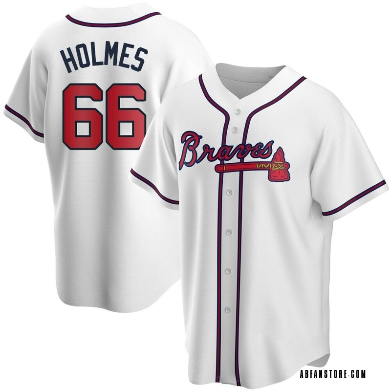 White Grant Holmes Men's Atlanta Braves Home Jersey - Replica Big Tall