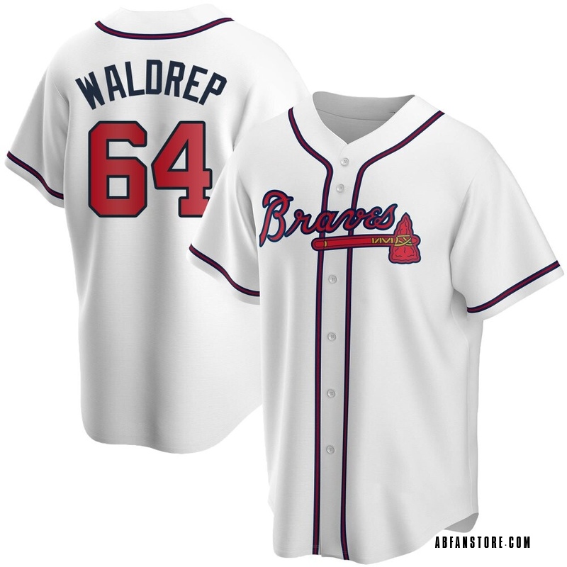 White Hurston Waldrep Men's Atlanta Braves Home Jersey - Replica Big Tall