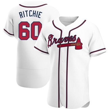 White JR Ritchie Men's Atlanta Braves Home Jersey - Authentic Big Tall