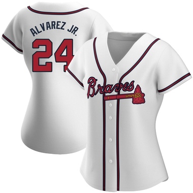 White Nacho Alvarez Jr. Women's Atlanta Braves Home Jersey - Replica Plus Size