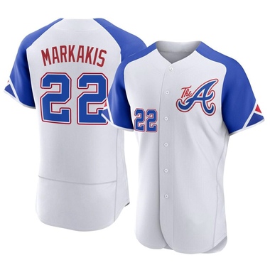 White Nick Markakis Men's Atlanta Braves 2023 City Connect Jersey - Authentic Big Tall