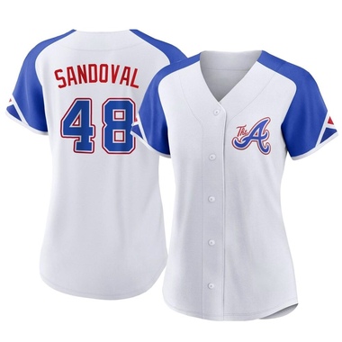 White Pablo Sandoval Women's Atlanta Braves 2023 City Connect Jersey - Replica Plus Size