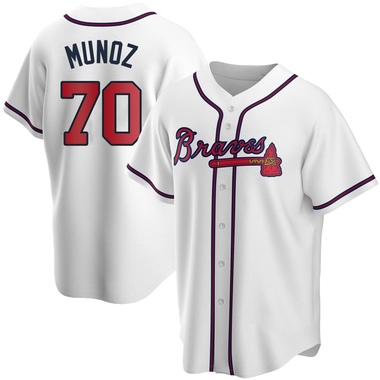White Rolddy Munoz Men's Atlanta Braves Home Jersey - Replica Big Tall
