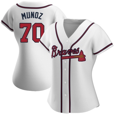 White Rolddy Munoz Women's Atlanta Braves Home Jersey - Authentic Plus Size