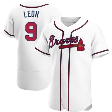 White Sandy Leon Men's Atlanta Braves Home Jersey - Authentic Big Tall