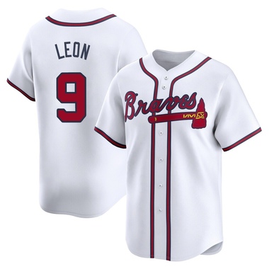 White Sandy Leon Men's Atlanta Braves Home Jersey - Limited Big Tall