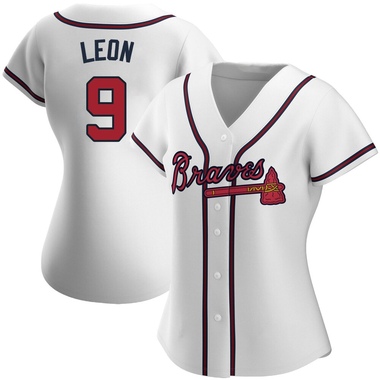 White Sandy Leon Women's Atlanta Braves Home Jersey - Authentic Plus Size