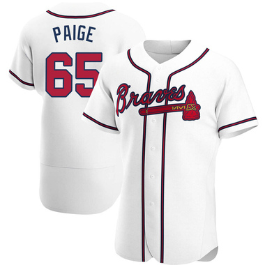 White Satchel Paige Men's Atlanta Braves Home Jersey - Authentic Big Tall