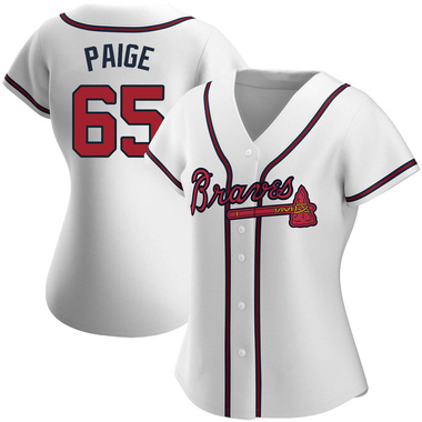 White Satchel Paige Women's Atlanta Braves Home Jersey - Replica Plus Size