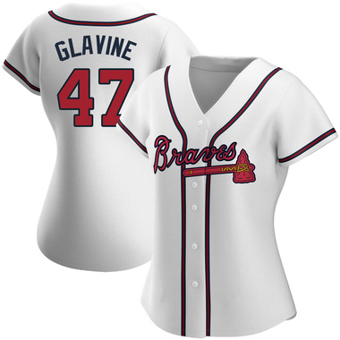 White Tom Glavine Women's Atlanta Braves Home Jersey - Replica Plus Size