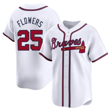 White Tyler Flowers Men's Atlanta Braves Home Jersey - Limited Big Tall
