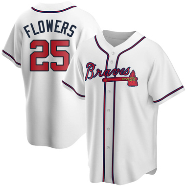 White Tyler Flowers Youth Atlanta Braves Home Jersey - Replica